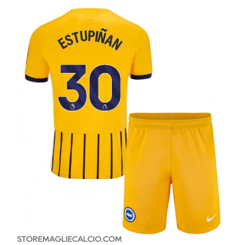 Brighton Pervis Estupinan #30 Maglia Gara Trasferta Repliche 2024-25 Bambino Maniche Corte Brighton Pervis Estupinan #30 Maglia Gara Trasferta Repliche 2024-25 Bambino Maniche Corte
